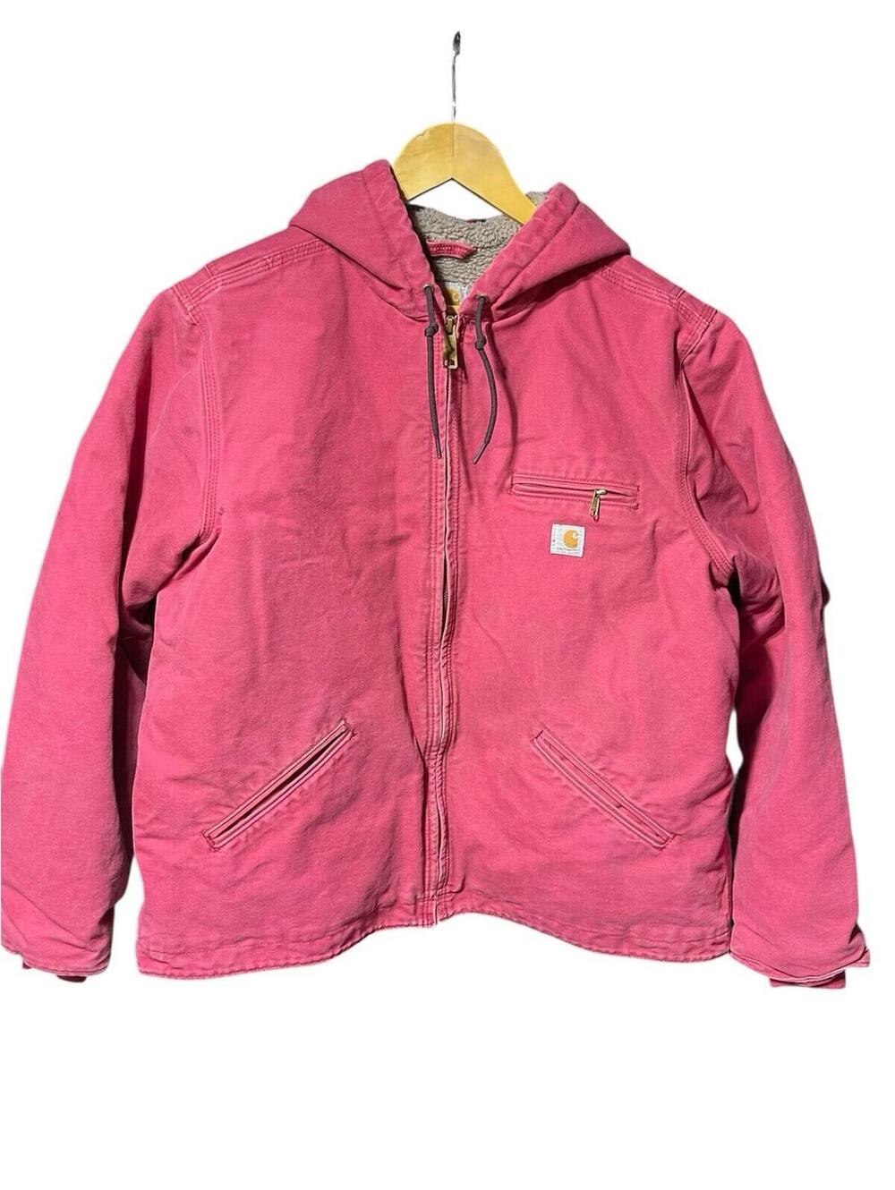 Vintage Carhartt WJ141 624 Women’s Crab Apple Pink Jacket Sherpa Lined XL 16-18
